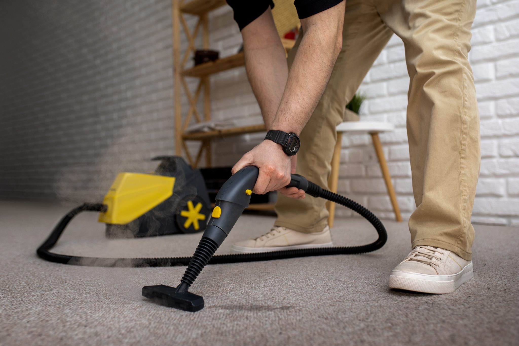 Carpet Cleaning Ajman - A Carpet Cleaners Cleaning a Carpet in Ajman