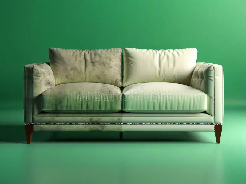 Witness the dramatic before and after of a dirty sofa expertly cleaned by Bright Delight Cleaning Services in Ajman, showcasing our deep cleaning results